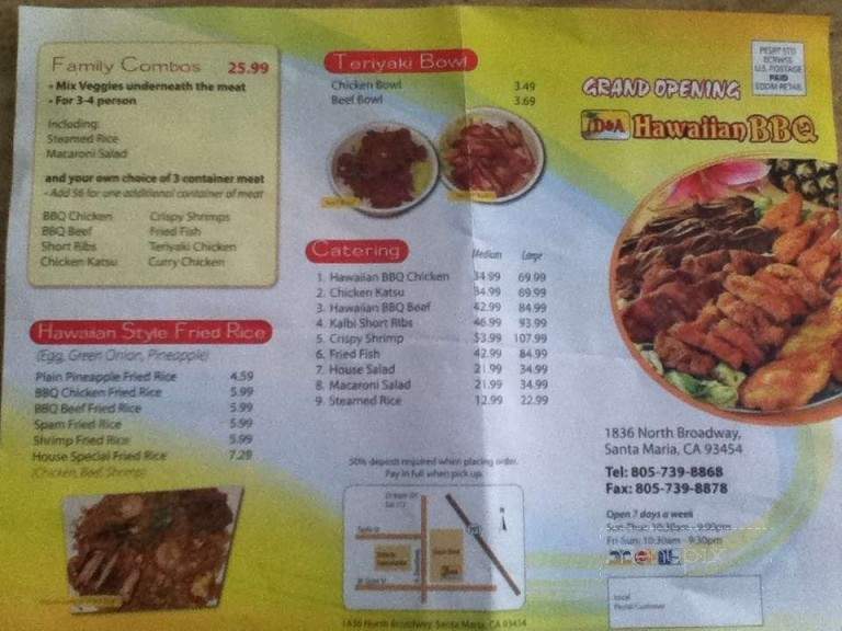 D & A Hawaiian BBQ - Santa Maria, CA menu_pic