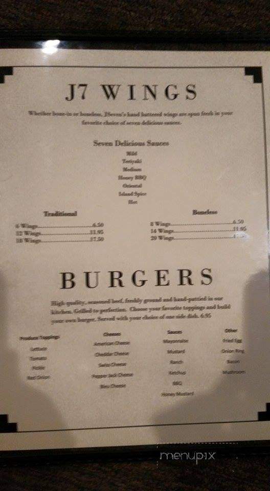 J Seven Sports Grille - Linton, IN menu_pic