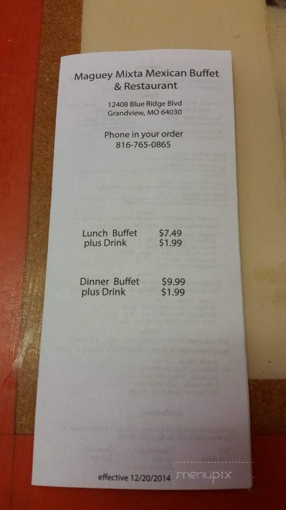 Maguey Mixta Mexican Buffet And Restaurant - Grandview, MO menu_pic