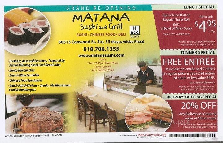 Matana Sushi & Grill - Agoura Hills, CA menu_pic
