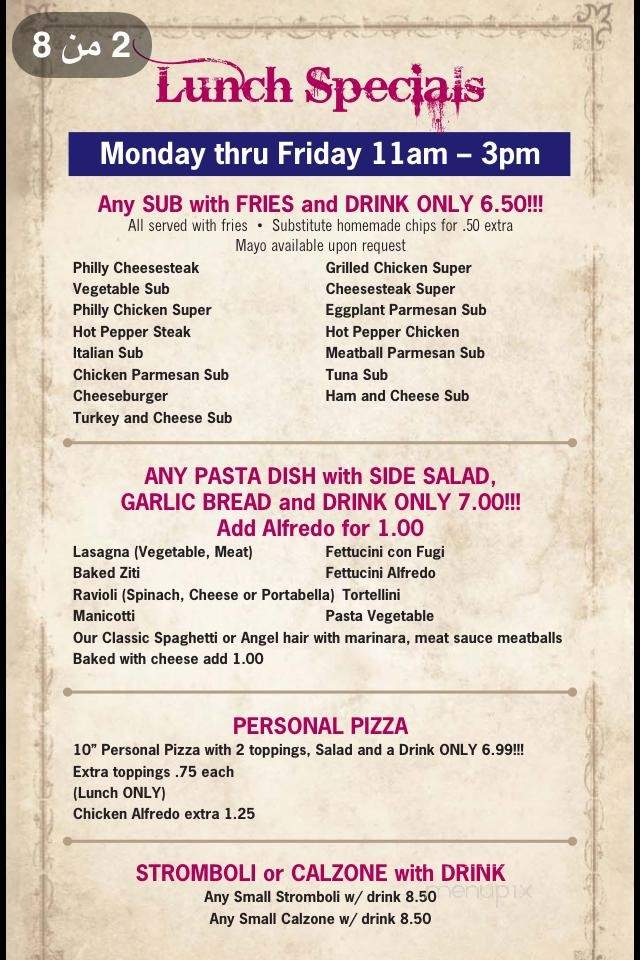 Italy Grill - Lenoir, NC menu_pic