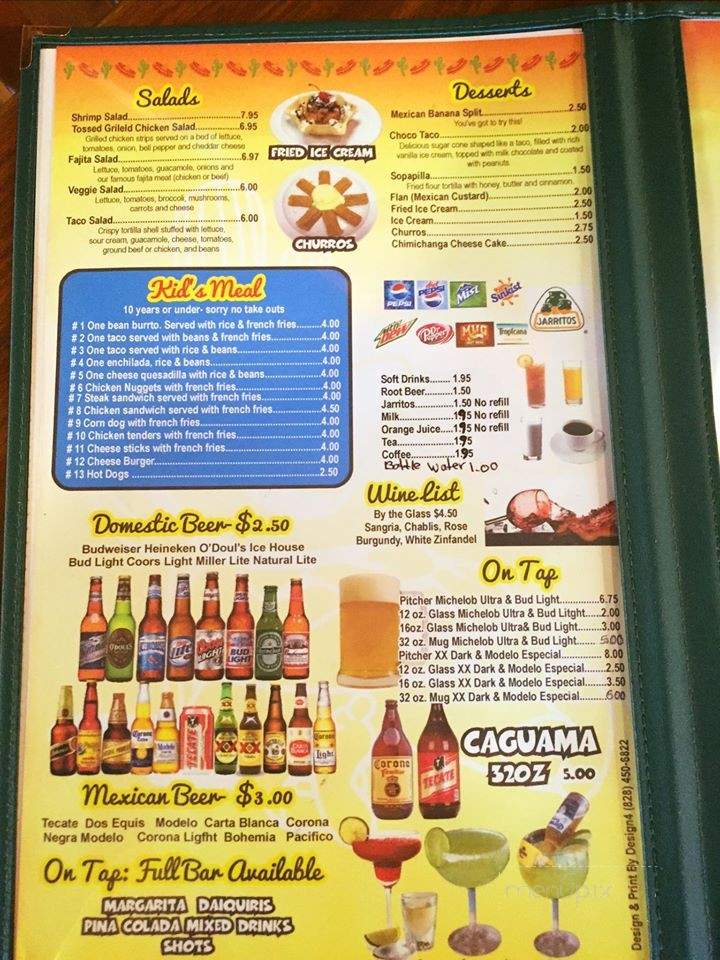 El Sureno Mexican Restaurant - Tryon, NC menu_pic