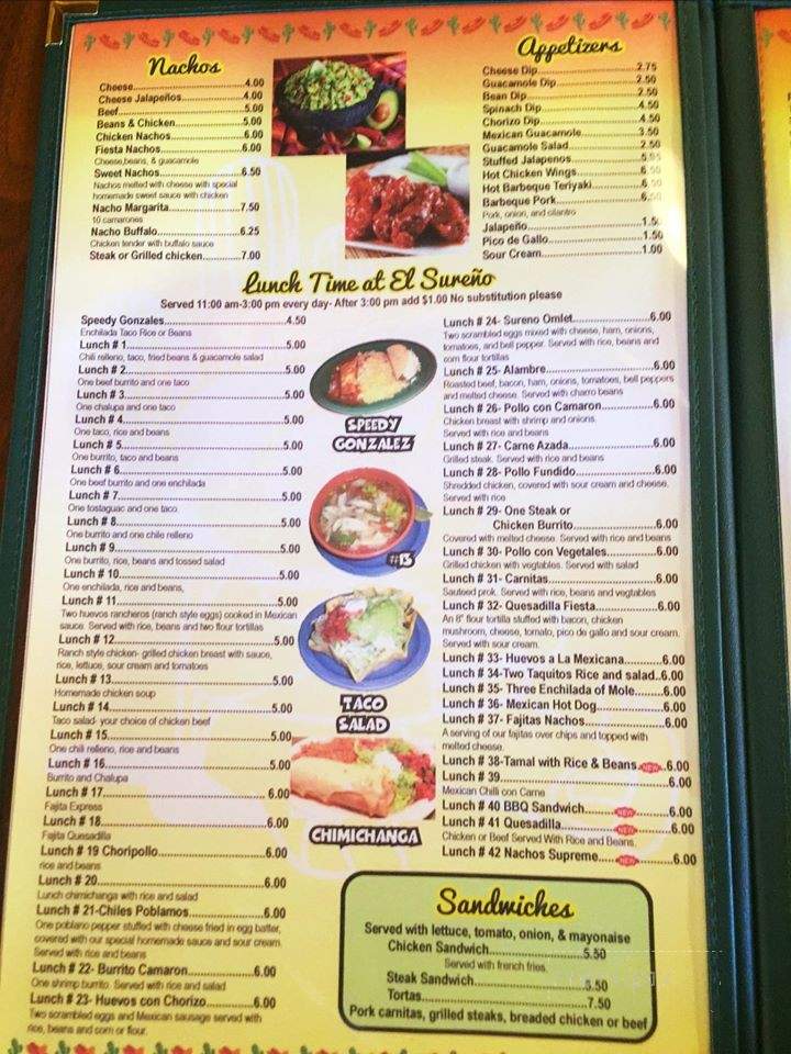 El Sureno Mexican Restaurant - Tryon, NC menu_pic