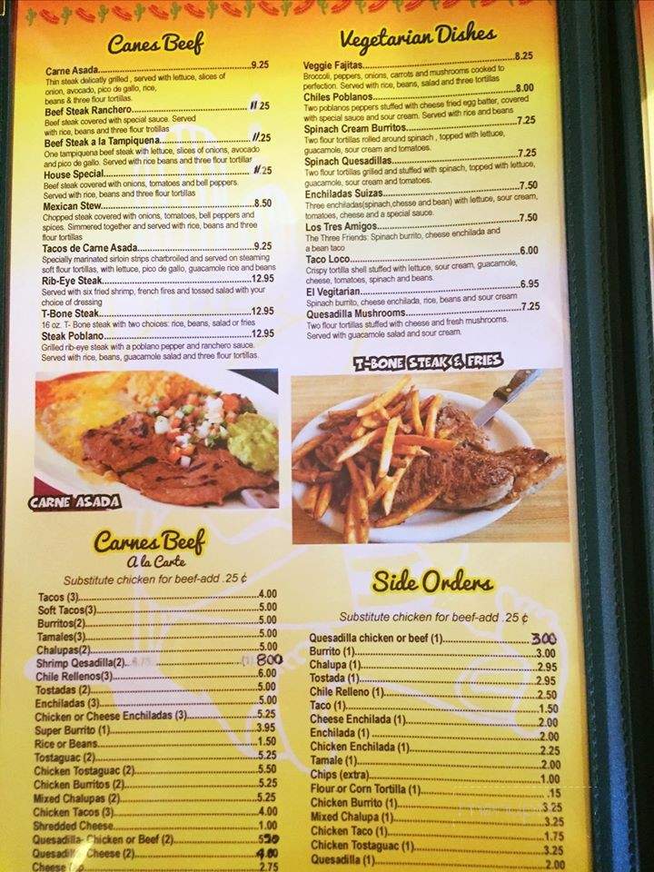 El Sureno Mexican Restaurant - Tryon, NC menu_pic