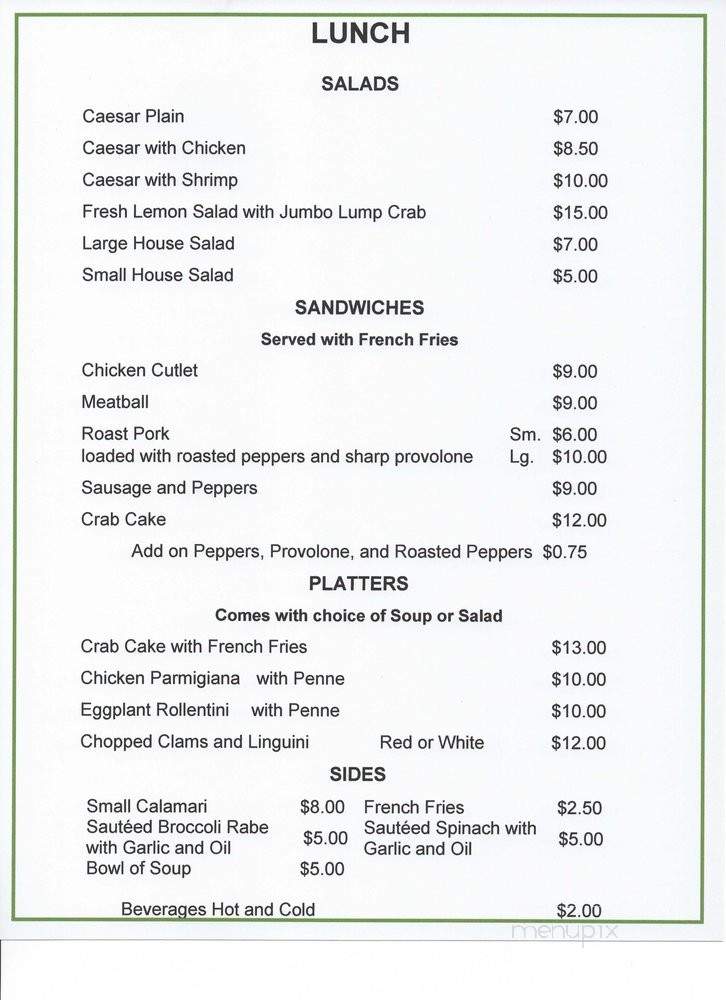 Casa Dori Italian - Richland, NJ menu_pic