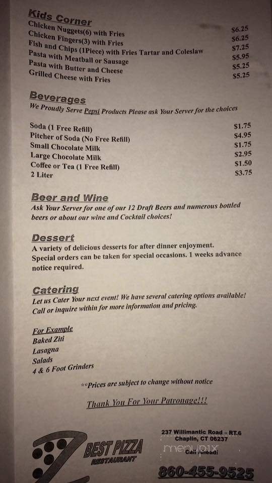 Z Best Pizza - Chaplin, CT menu_pic