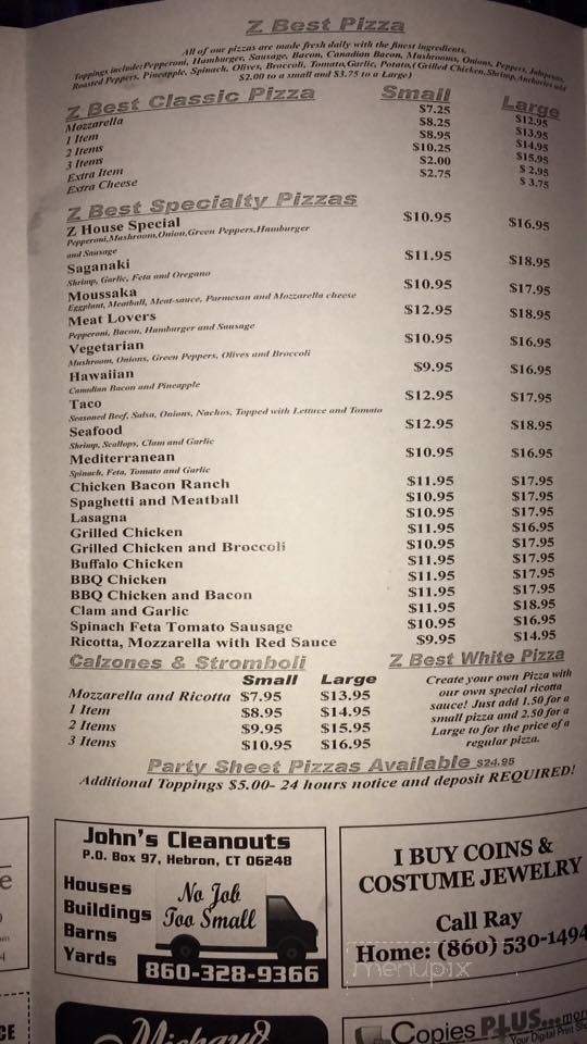 Z Best Pizza - Chaplin, CT menu_pic