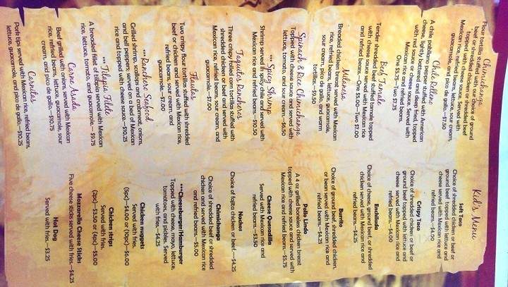 El Mexico Lindo Restaurante - Harrison, AR menu_pic