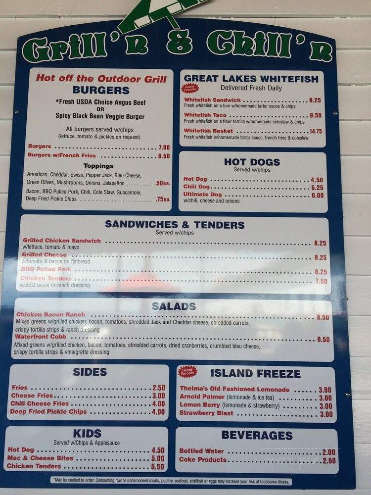 Grill'n & Chill'n - Mackinac Island, MI menu_pic
