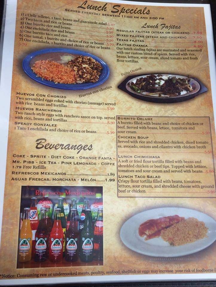 Manzano's Authentic Mexican Grill - Statesboro, GA menu_pic