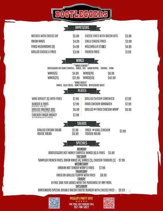Bootleggers - Pooler, GA menu_pic