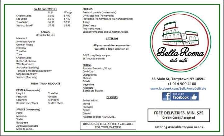 Bella Roma Deli & Cafe - Tarrytown, NY menu_pic