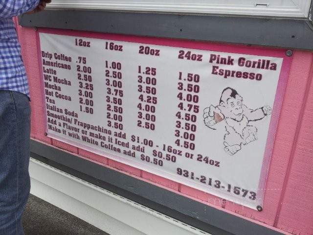 Pink Gorilla Espresso - McMinnville, TN menu_pic
