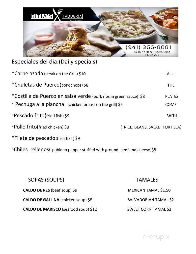 Bitia's Taqueria - Sarasota, FL menu_pic