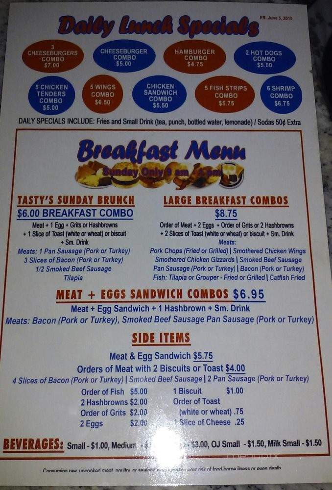 Tasty's 357 - Hallandale Beach, FL menu_pic