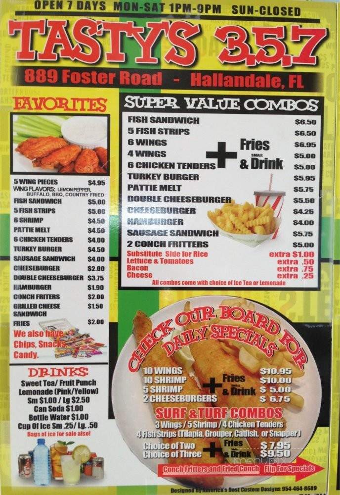 Tasty's 357 - Hallandale Beach, FL menu_pic