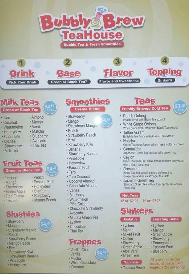 Bubbly Brew TeaHouse - Brownsville, TX menu_pic