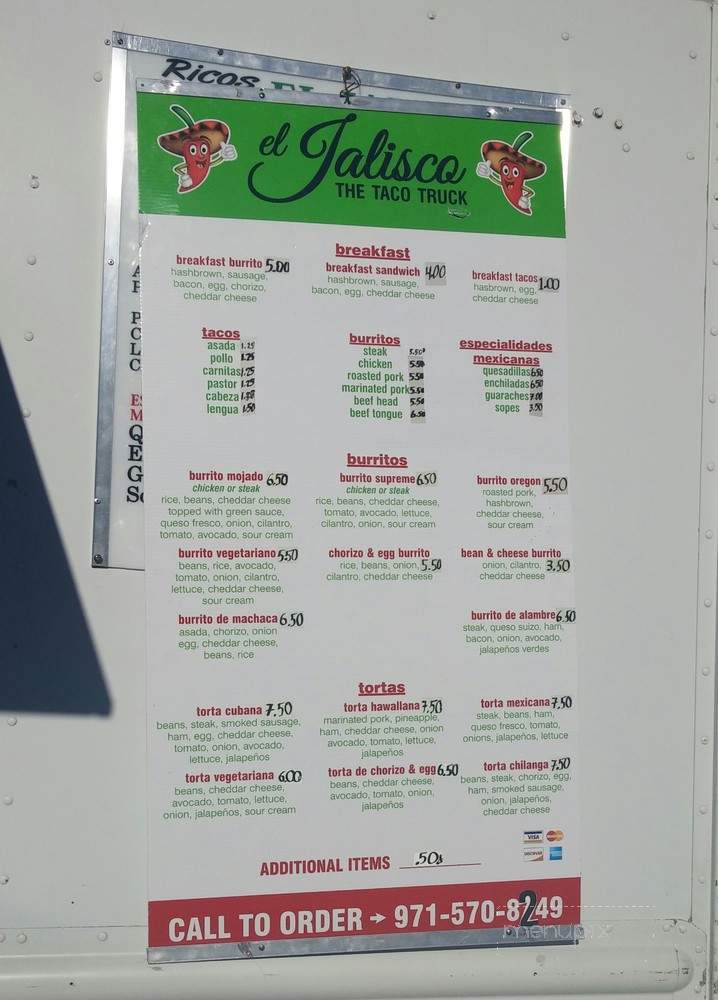 El Jalisco - Portland, OR menu_pic