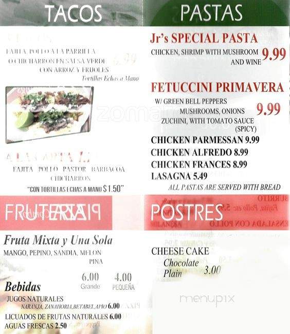 Jr's Pizza - Dallas, TX menu_pic