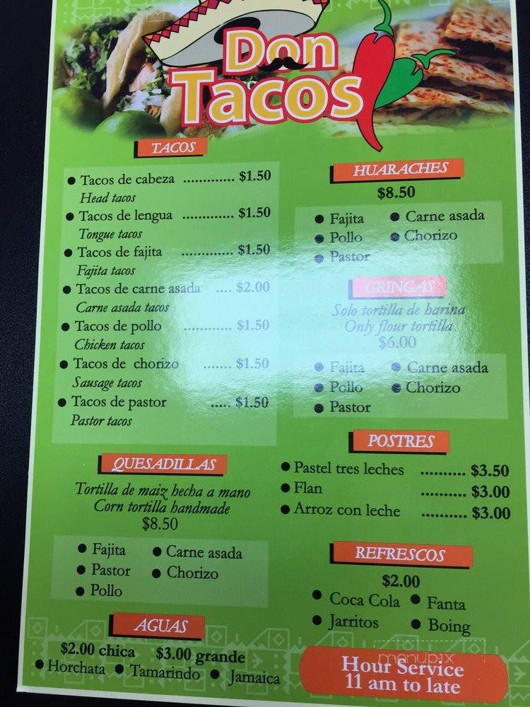 Don Tacos - Carrollton, TX menu_pic