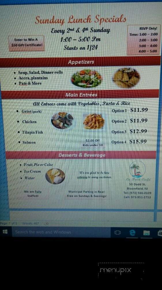 Le Petit Cafe - Bloomfield, NJ menu_pic