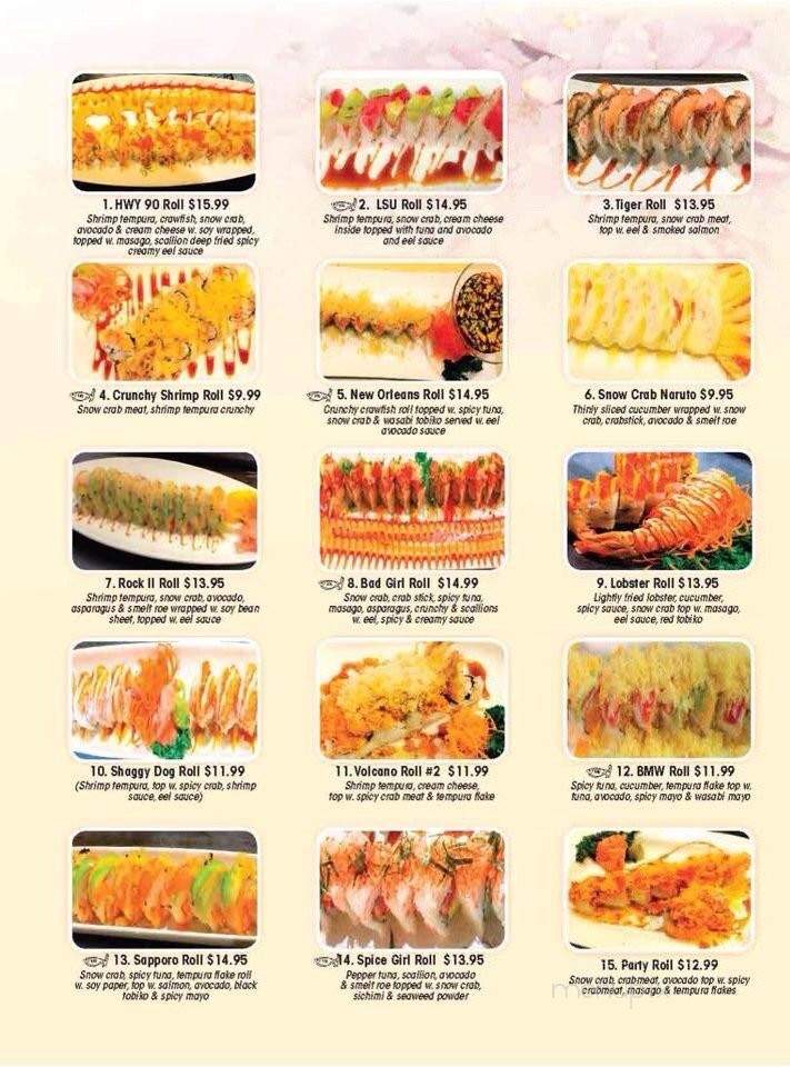 Kyoto Steakhouse & Sushi Bar - Raceland, LA menu_pic