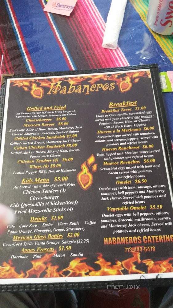 Habaneros Mex Grill - Houston, TX menu_pic