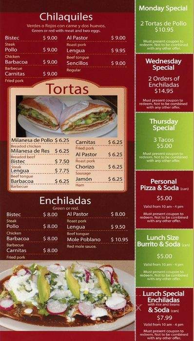El Paraiso Mexicano - Norristown, PA menu_pic