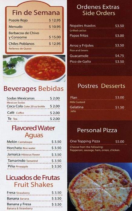 El Paraiso Mexicano - Norristown, PA menu_pic