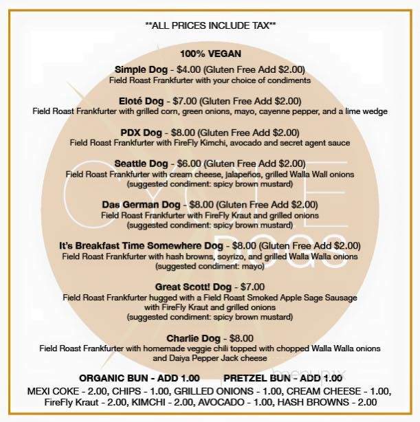 Cycle Dogs Vegan Hot Dogs - Seattle, WA menu_pic