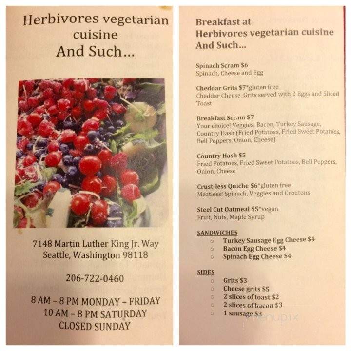 Carnivores and Herbivores and such - Seattle, WA menu_pic