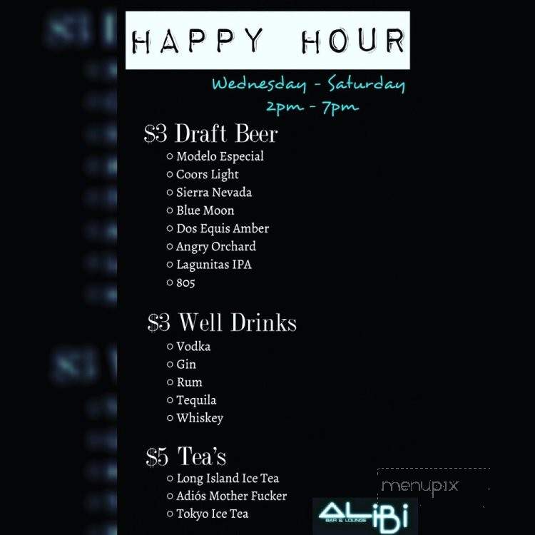 Alibi - Lodi, CA menu_pic