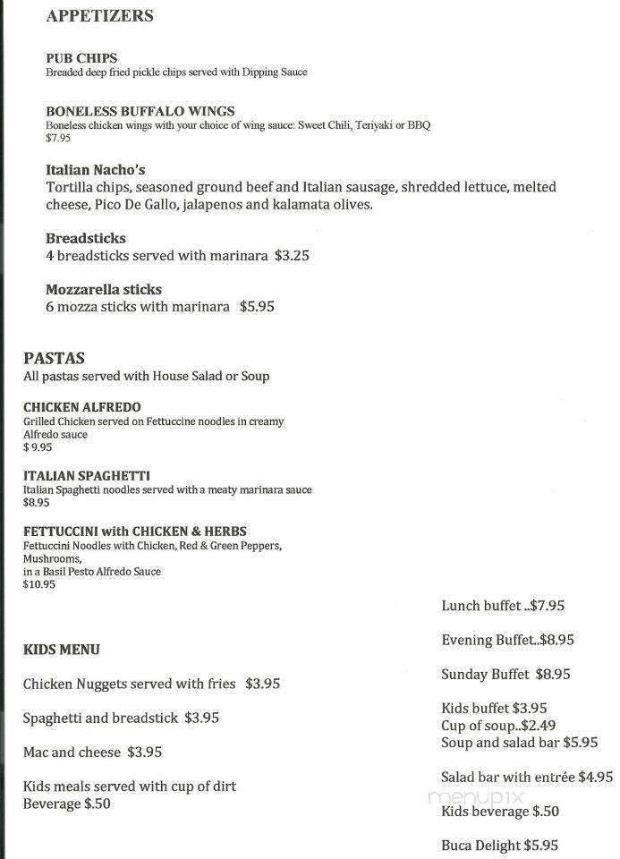 Buca's Pizzeria - Thief River Falls, MN menu_pic