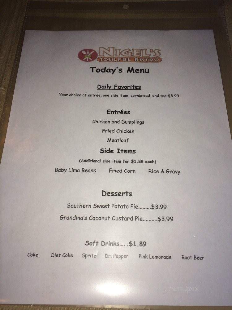 Nigel's Soulful Bistro - Ocean Springs, MS menu_pic