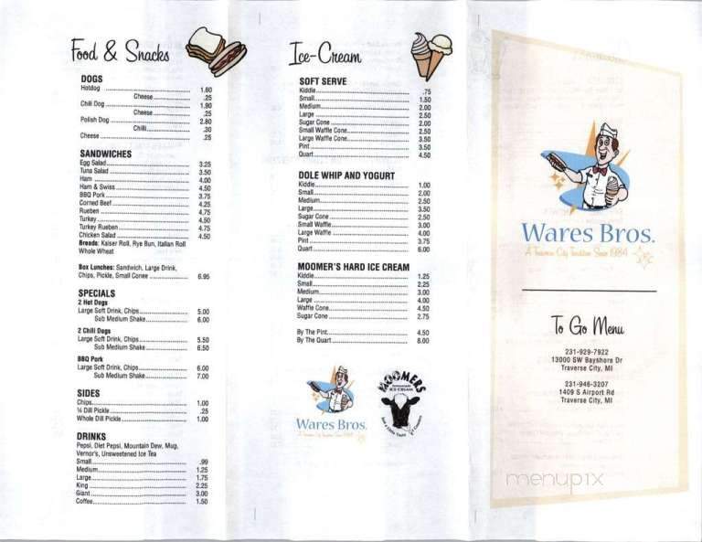 Wares Bro's Frosty Treat - Traverse City, MI menu_pic