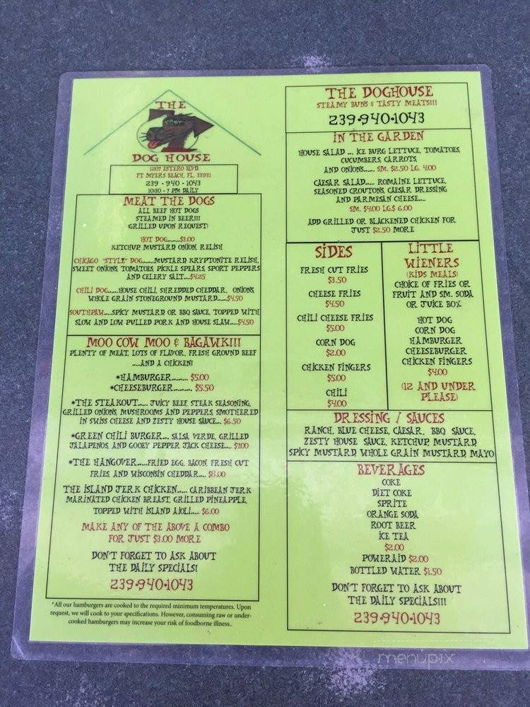 Dog House - Fort Myers Beach, FL menu_pic