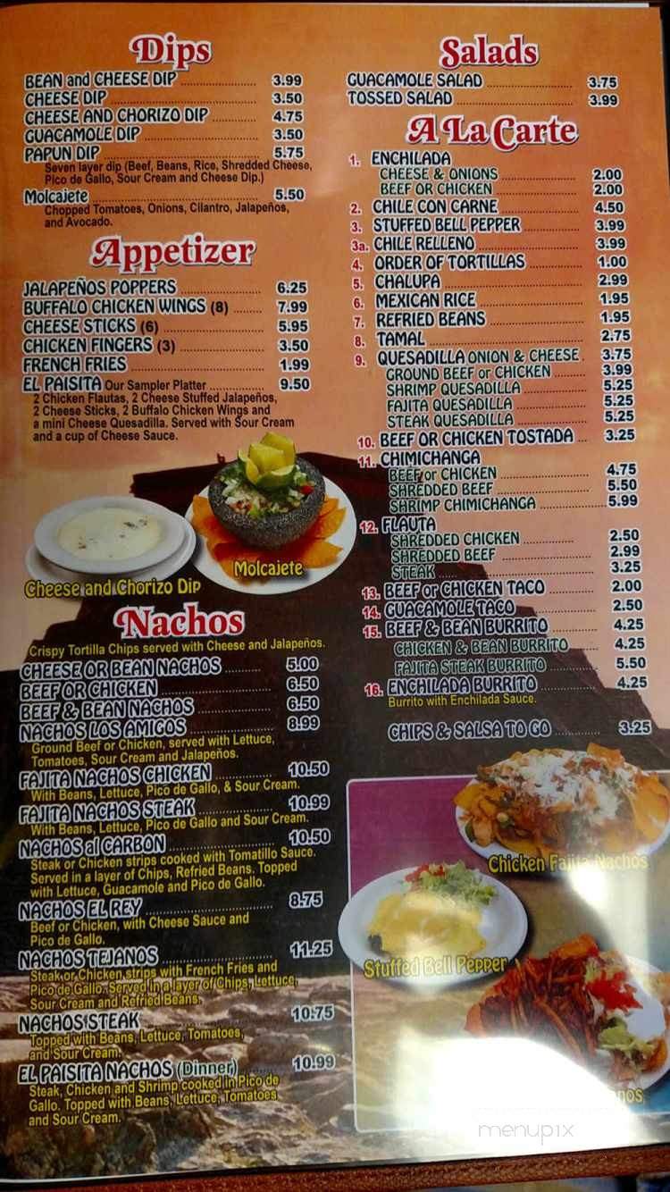 El Paisita Authentic Mexican Restaurant - Loxley, AL menu_pic