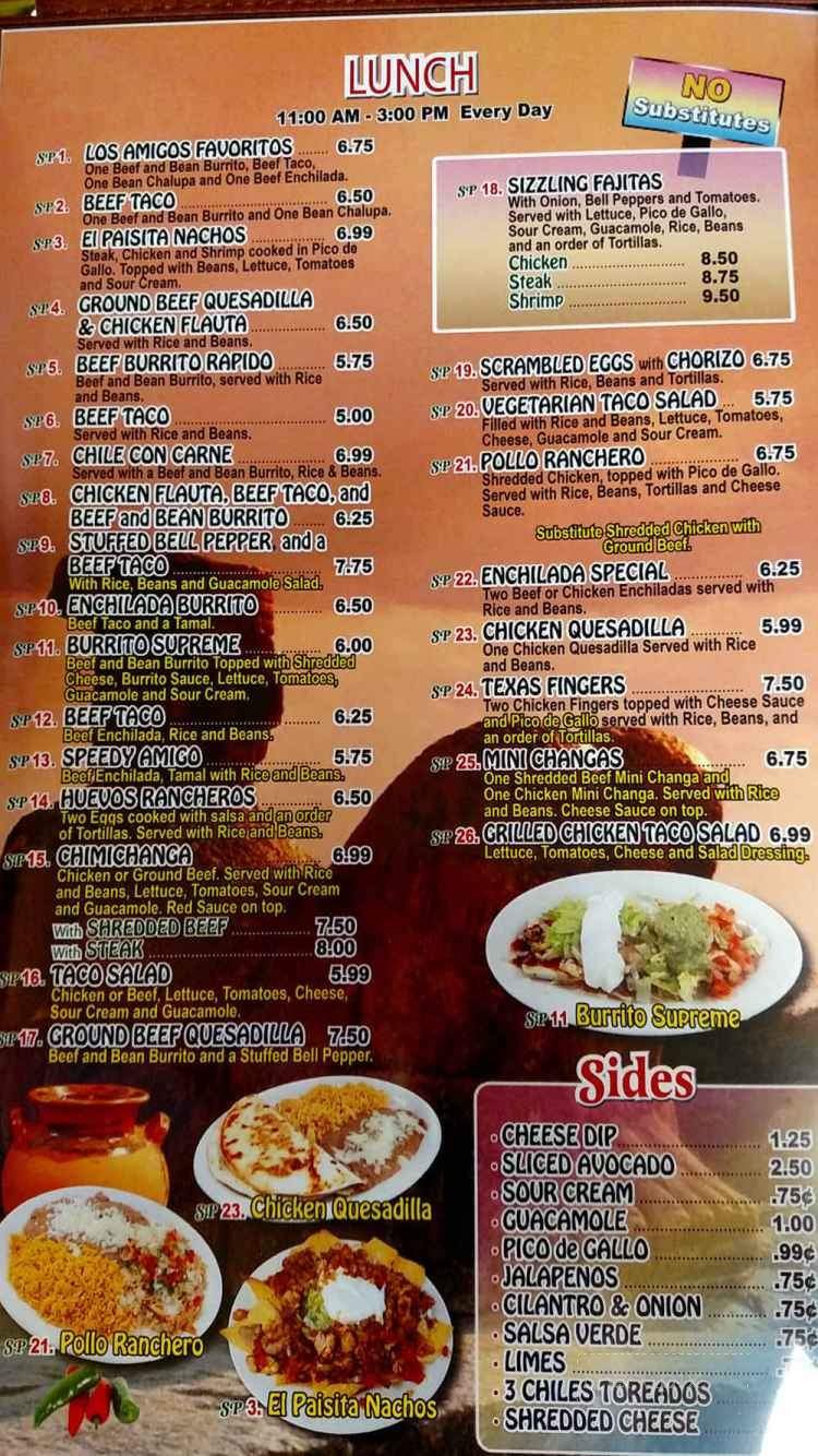 El Paisita Authentic Mexican Restaurant - Loxley, AL menu_pic