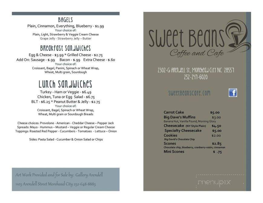 Online Menu Of Sweet Beans Coffee Cafe Morehead City Nc