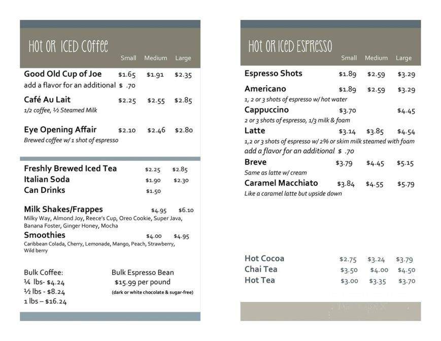 Online Menu Of Sweet Beans Coffee Cafe Morehead City Nc
