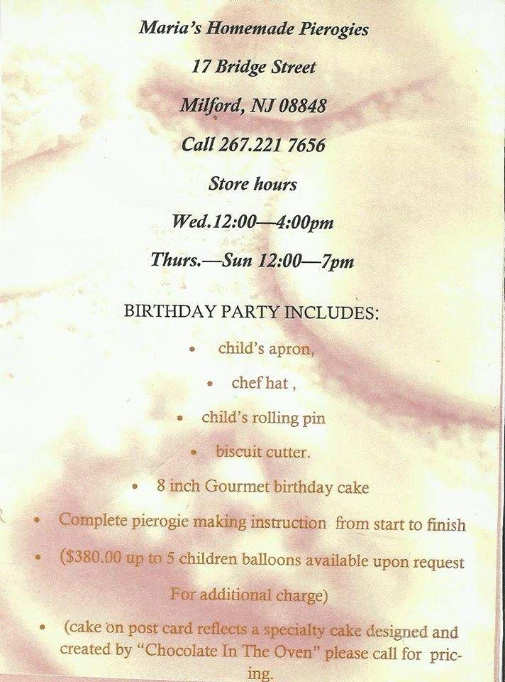 Maria's Homemade Pierogies - Milford, NJ menu_pic