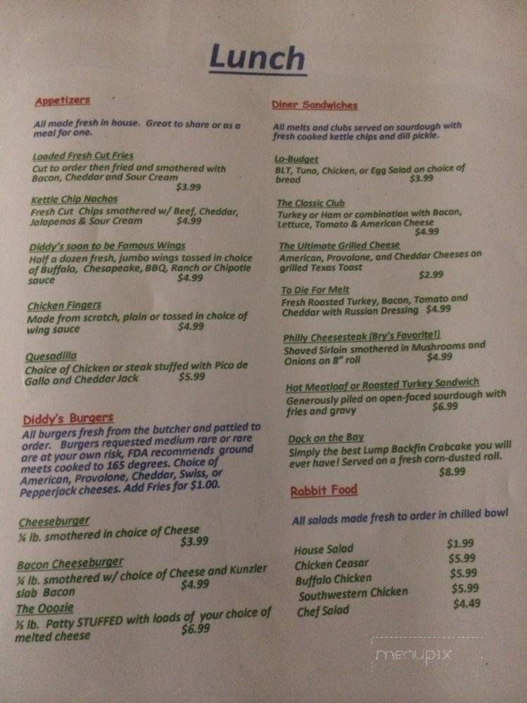 Diddy's Diner - Berkeley Springs, WV menu_pic