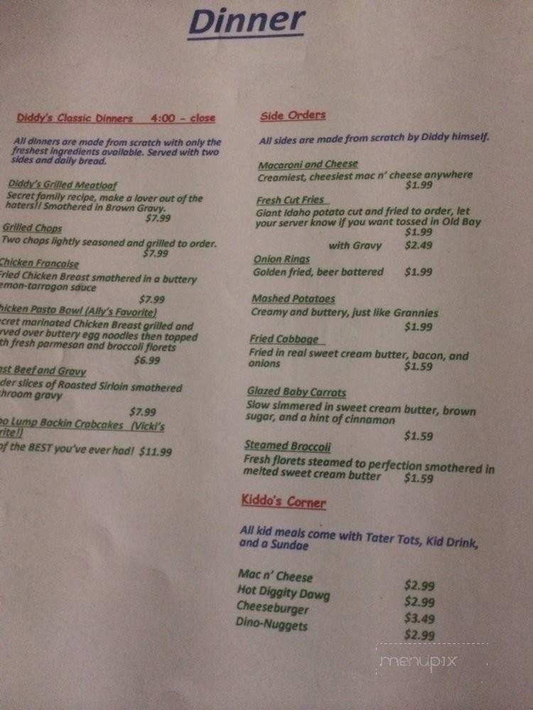 Diddy's Diner - Berkeley Springs, WV menu_pic