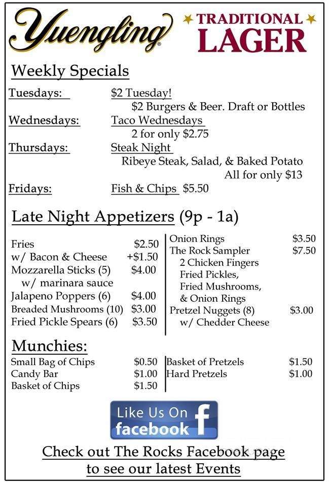 The Rock - Martinsburg, WV menu_pic
