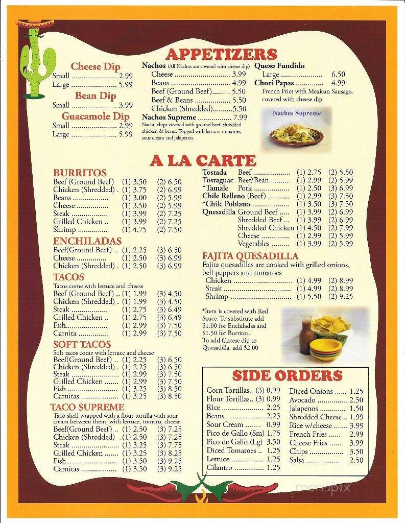 Coronas Mexican Food - Heyworth, IL menu_pic