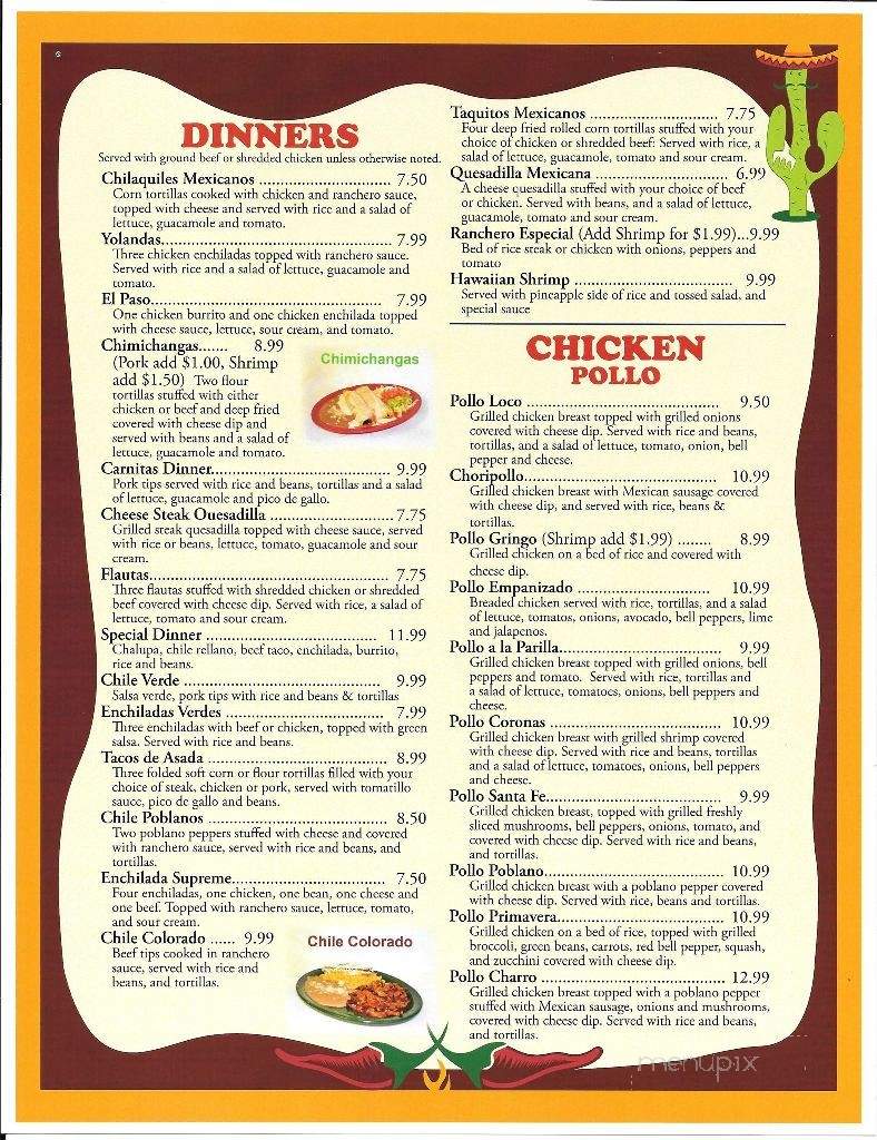 Coronas Mexican Food - Heyworth, IL menu_pic