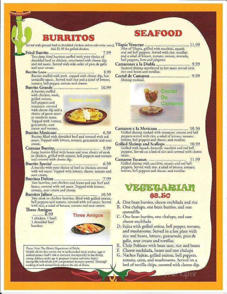 Coronas Mexican Food - Heyworth, IL menu_pic