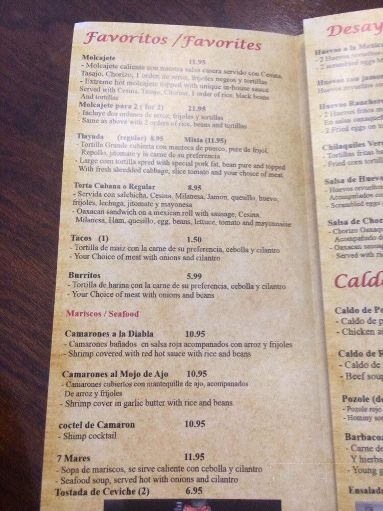 La Asuncion - Inglewood, CA menu_pic