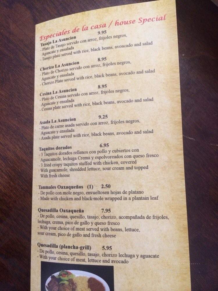La Asuncion - Inglewood, CA menu_pic