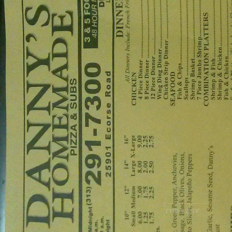 Danny's Pizza & Subs - Taylor, MI menu_pic